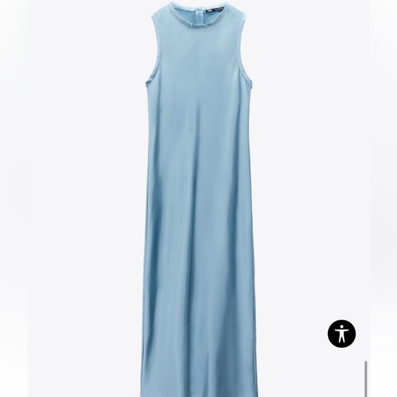 Zara blue satin like dress - Picture 6 of 15